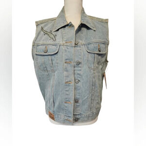 PS Gitano Vintage Embroidered Desert Denim Vest Women's Size Medium